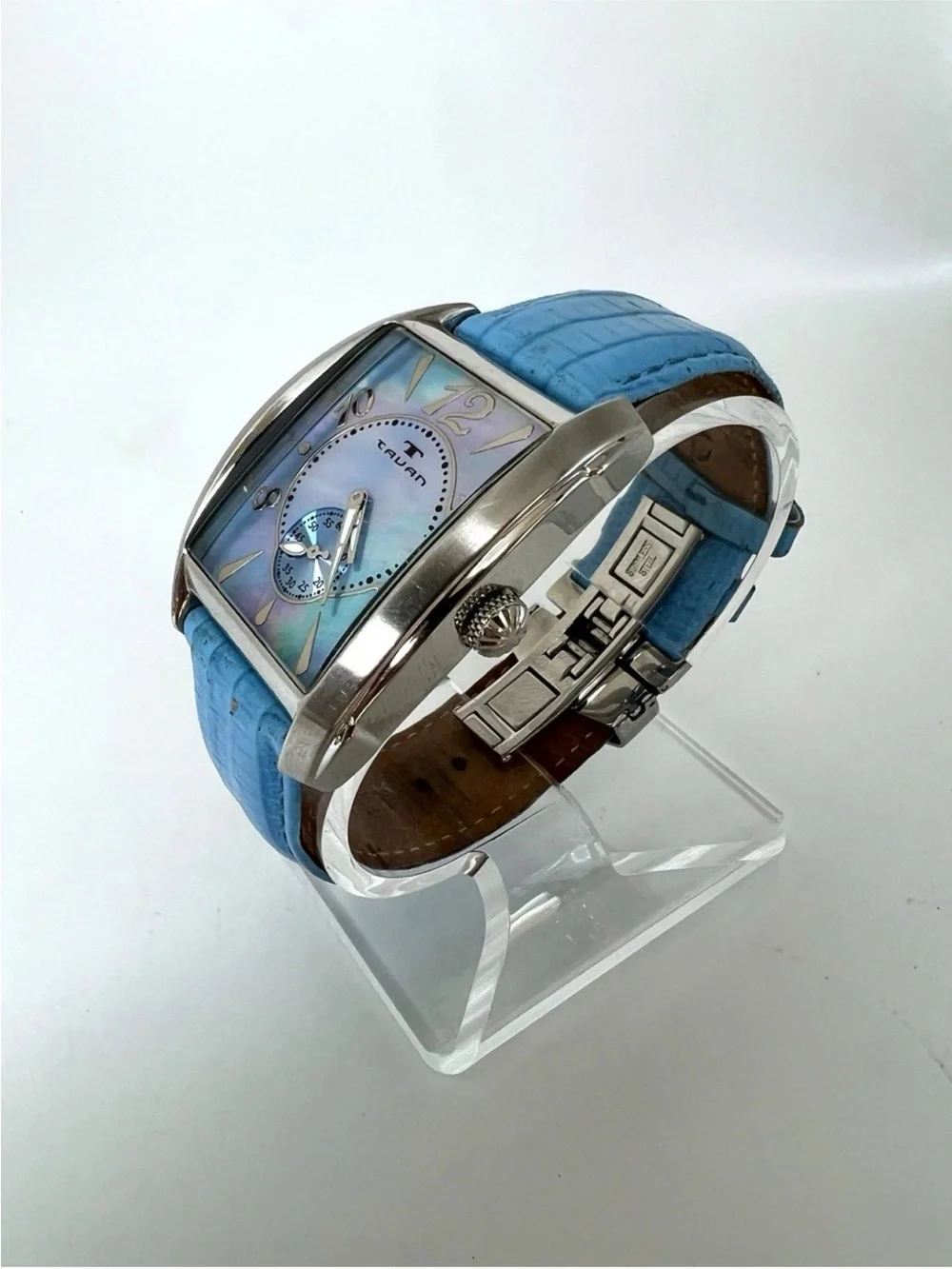 Tavan Blue Mother-of-Pearl Dial Watch with Blue Leather Strap